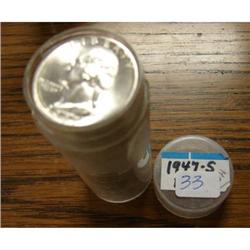 1947-S Roll of Washington Quarters BU