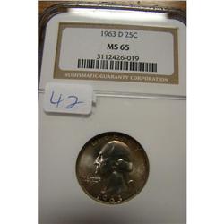 1963 D Washington Quarter MS 65 NGC