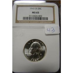 1941D Washington Quarter MS 65 NGC