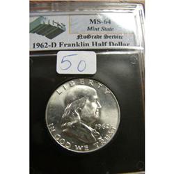 1962-D Franklin Half Dollar MS64 NGS