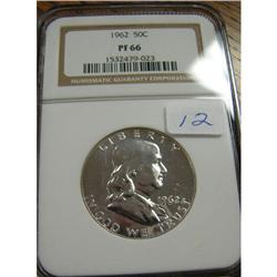 1962 Franklin Half Dollar HGC Proof 66