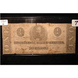 1864 $1.00 Confederate States Note G