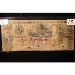18-- $3.00 Office of South Carolina Railroad - Charleston, S.C. G (repaired)