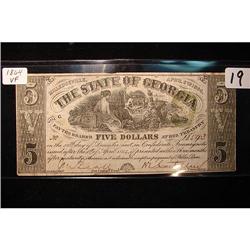 1864 $5.00 State of Georgia Confederate Treasury Note VF