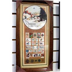 Christmas Stamps & Coin Set in Wooden Frame