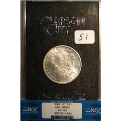 1884-CC Morgan Silver Dollar in GSA Holder NGC MS 64