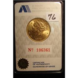 1906 $20.00 Liberty Head Gold Coin BU
