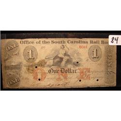 18-- $1.00 Office of South Carolina Railroad Company Note VG