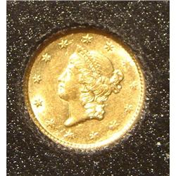 1853 $1.00 Liberty Head Gold Coin Type l BU