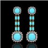 Image 1 : 16.04 ctw Turquoise & Diamond Earrings 14K Yellow Gold - REF-225R3K