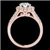 Image 2 : 2 ctw Certified Diamond Solitaire Halo Ring 10k Rose Gold - REF-225Y2X