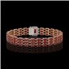 Image 3 : 28.74 ctw Ruby & Diamond Bracelet 14K Rose Gold - REF-318W2H
