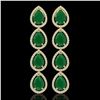 Image 1 : 16.01 ctw Emerald & Diamond Micro Pave Halo Earrings 10k Yellow Gold - REF-236H4R