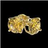 Image 3 : 1.54 ctw Certified Intense Yellow Diamond Stud Earrings 10k Yellow Gold - REF-157K3Y