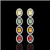 Image 1 : 6.09 ctw Multi Color Sapphire & Diamond Micro Pave Earrings 10k White Gold - REF-143G6W