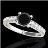 Image 1 : 2.1 ctw Certified VS Black Diamond Solitaire Ring 10k White Gold - REF-61M4G