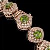 Image 3 : 33.05 ctw Tourmaline & Diamond Victorian Bracelet 14K Rose Gold - REF-982G8W