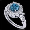 Image 1 : 1.2 ctw Intense Blue Diamond Engagment Art Deco Ring 18k White Gold - REF-218G2W
