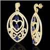Image 1 : 7 ctw Tanzanite & Micro Pave Diamond Heart Earrings 18k Yellow Gold - REF-418H2R