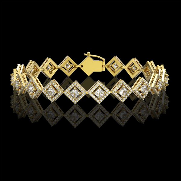 7.2 ctw Princess Cut Diamond Micro Pave Bracelet 18K Yellow Gold - REF-617R3K