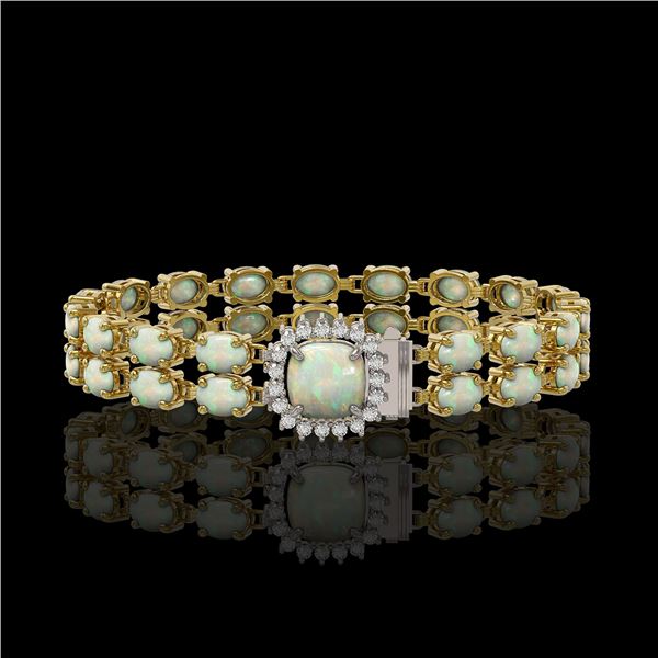 14.41 ctw Opal & Diamond Bracelet 14K Yellow Gold - REF-245R5K