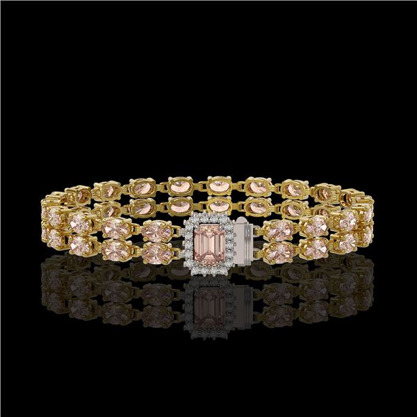 16.35 ctw Morganite & Diamond Bracelet 14K Yellow Gold - REF-236Y4X