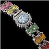 Image 2 : 19.88 ctw Sapphire & Diamond Bracelet 14K White Gold - REF-236W4H