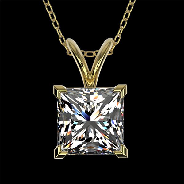 1.25 ctw Certified VS/SI Quality Princess Diamond Necklace 10k Yellow Gold - REF-325H2R