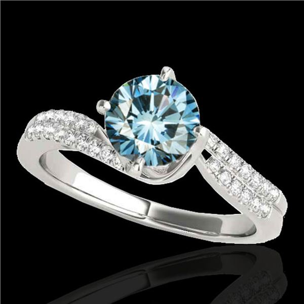 1.2 ctw SI Certified Fancy Blue Diamond Bypass Ring 10k White Gold - REF-121A4N
