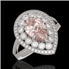 4.22 ctw Certified Morganite & Diamond Victorian Ring 14K White Gold - REF-195M6G