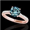 1.25 ctw SI Certified Fancy Blue Diamond Solitaire Ring 10k Rose Gold - REF-117K3Y