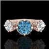 Image 2 : 3.06 ctw Fancy Intense Blue Diamond Art Deco Ring 18k Rose Gold - REF-390G9W