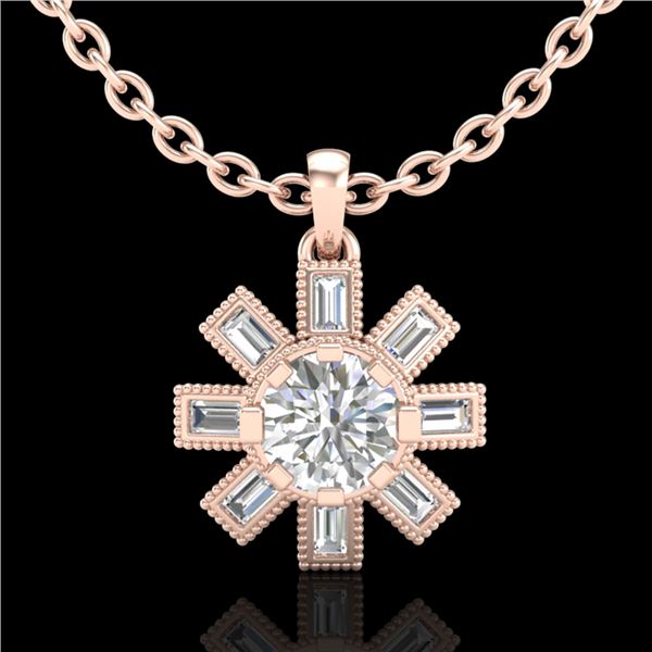 1.33 ctw VS/SI Diamond Solitaire Art Deco Stud Necklace 18k Rose Gold - REF-220X9A