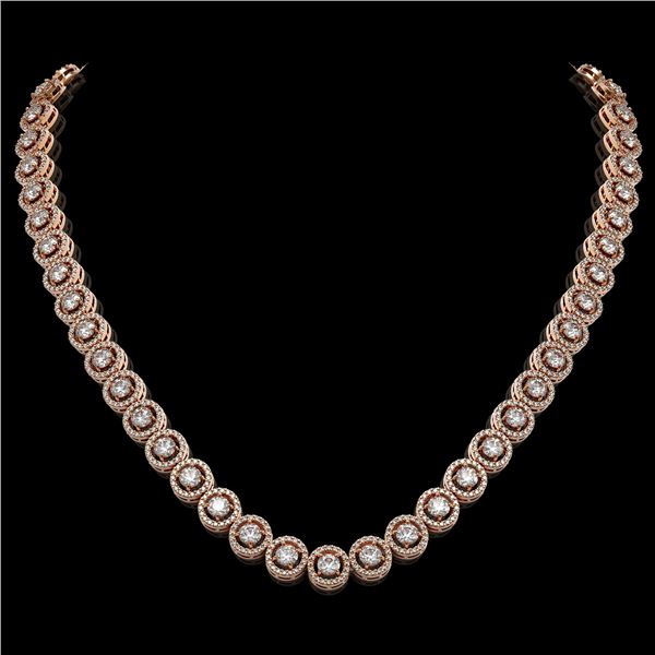 20.35 ctw Diamond Micro Pave Necklace 18K Rose Gold - REF-1600F4M