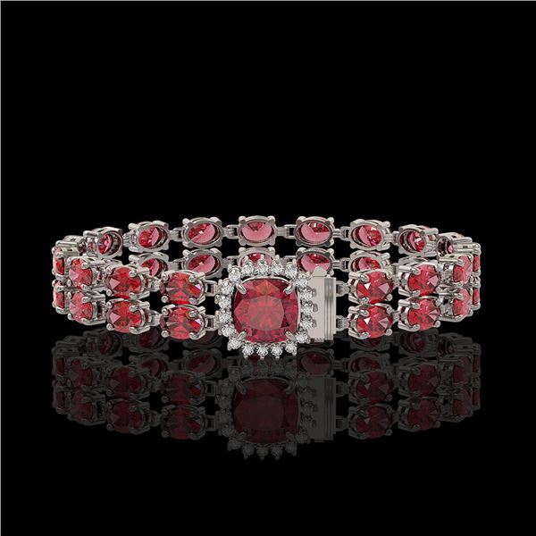 17.35 ctw Tourmaline & Diamond Bracelet 14K White Gold - REF-245A5N