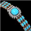Image 2 : 22.19 ctw Turquoise & Diamond Bracelet 14K Rose Gold - REF-281X8A