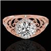 Image 1 : 1.22 ctw Certified Diamond Solitaire Halo Ring 10k Rose Gold - REF-177H3R