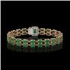 Image 3 : 19.07 ctw Emerald & Diamond Bracelet 14K Rose Gold - REF-236M4G