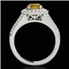 Image 2 : 1.7 ctw Certified SI/I Fancy Intense Yellow Diamond Ring 10k White Gold - REF-211N4F