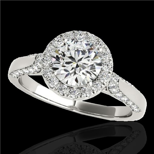 1.5 ctw Certified Diamond Solitaire Halo Ring 10k White Gold - REF-204W5H