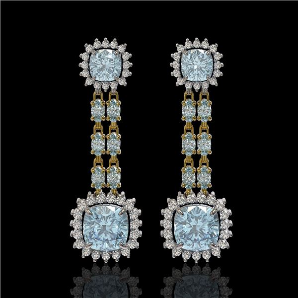 19.64 ctw Sky Topaz & Diamond Earrings 14K Yellow Gold - REF-222X5A