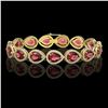 Image 1 : 19.7 ctw Tourmaline & Diamond Micro Pave Halo Bracelet 10k Yellow Gold - REF-509G3W