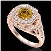 1.75 ctw Intense Fancy Yellow Diamond Art Deco Ring 18k Rose Gold - REF-318R2K