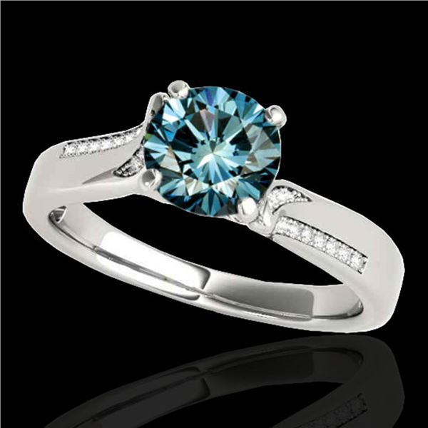 1.18 ctw SI Certified Fancy Blue Diamond Solitaire Ring 10k White Gold - REF-150X2A