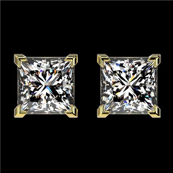2 ctw Certified VS/SI Quality Princess Diamond Stud Earrings 10k Yellow Gold - REF-478W6H