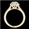 Image 2 : 1.4 ctw Certified Diamond Solitaire Halo Ring 10k Yellow Gold - REF-190M9G