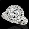 Image 1 : 3 ctw Certified Diamond Solitaire Halo Ring 10k White Gold - REF-422W8H