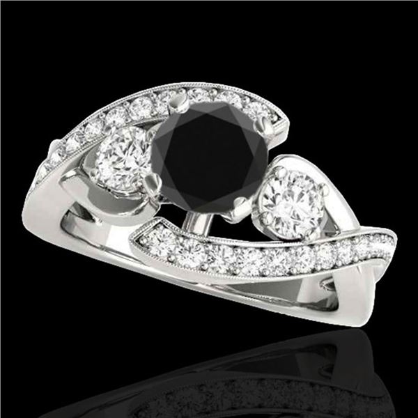 2.01 ctw Certified VS Black Diamond Bypass Solitaire Ring 10k White Gold - REF-85A2N