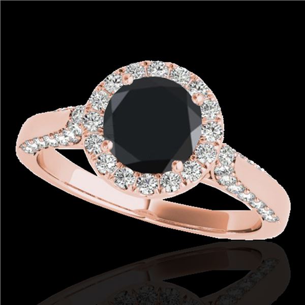 1.5 ctw Certified VS Black Diamond Solitaire Halo Ring 10k Rose Gold - REF-55K2Y