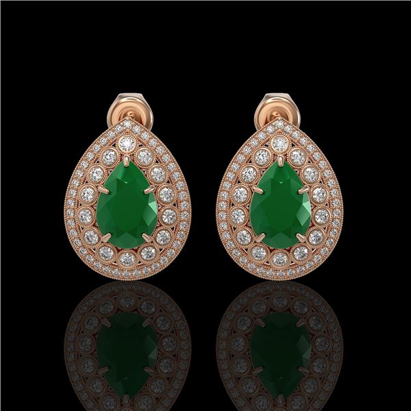 9.74 ctw Certified Emerald & Diamond Victorian Earrings 14K Rose Gold - REF-309K3Y